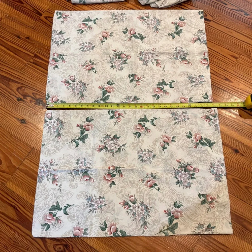 Vintage Cannon Royal Family Double Sheet Set Floral Paisley Pink Blue 4pc USA